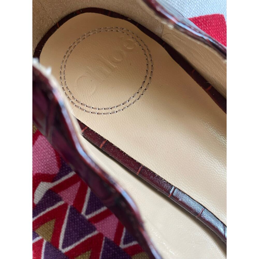 Chloe Laurena Croc Embossed Leather Ballet Flats Brown 38.5/ US 8.5 - Picture 7 of 8